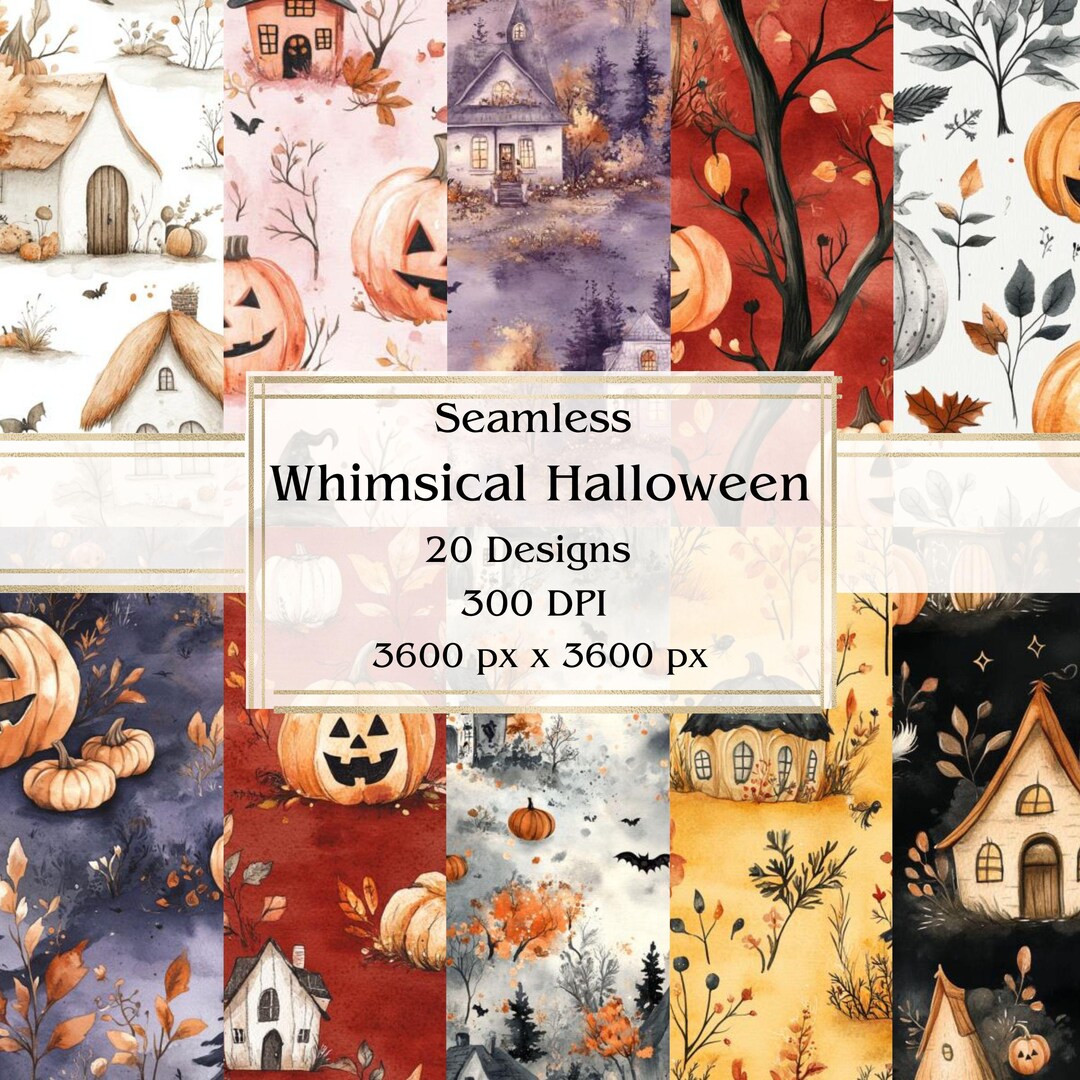20 Whimsical Halloween Seamless Digital Paper, JPEG, 12 X 12, Scrapbook ...