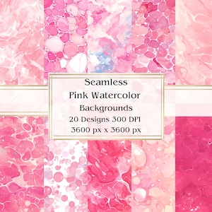 20 rosa Aquarell Hintergründe Nahtloses digitales Papier, JPEG, 12 &quot;x 12&quot;, Scrapbook-Papier, Junk-Journal, Papiersatz, kommerzielle Nutzung