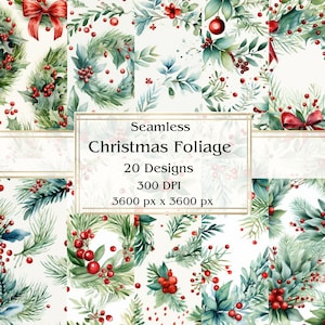 20 feuilles de Noël, papier numérique sans couture, JPEG, 12 x 12 po, papier de scrapbooking, journal indésirable, paquet de papier, usage commercial