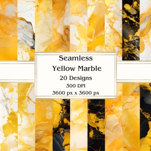 20 papier numérique sans couture marbré jaune, JPEG, 12 x 12 po, papier de scrapbooking, journal indésirable, paquet de papier, usage commercial