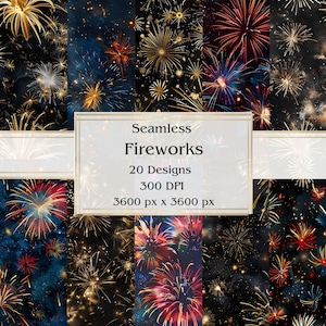 20 papel digital sem costura Fireworks, JPEG, 12" x 12", papel para álbum de recortes, lixo eletrônico, pacote de papel, uso comercial