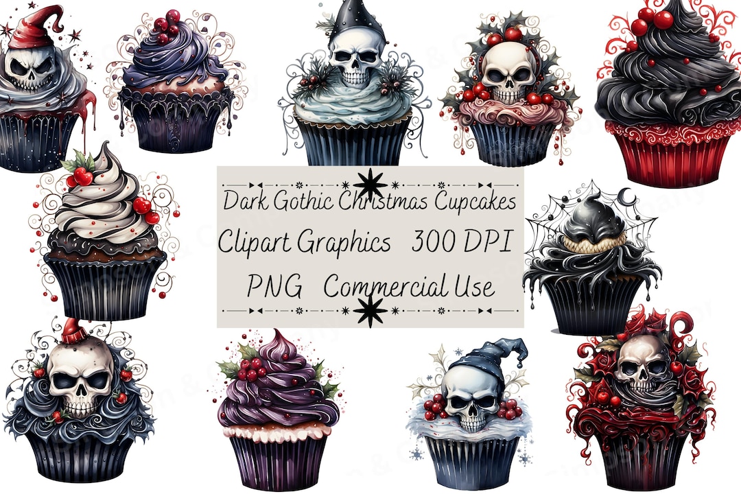 35 PNG Gothic Halloween Cupcakes Clipart, Gothic Clipart, Cupcakes ...