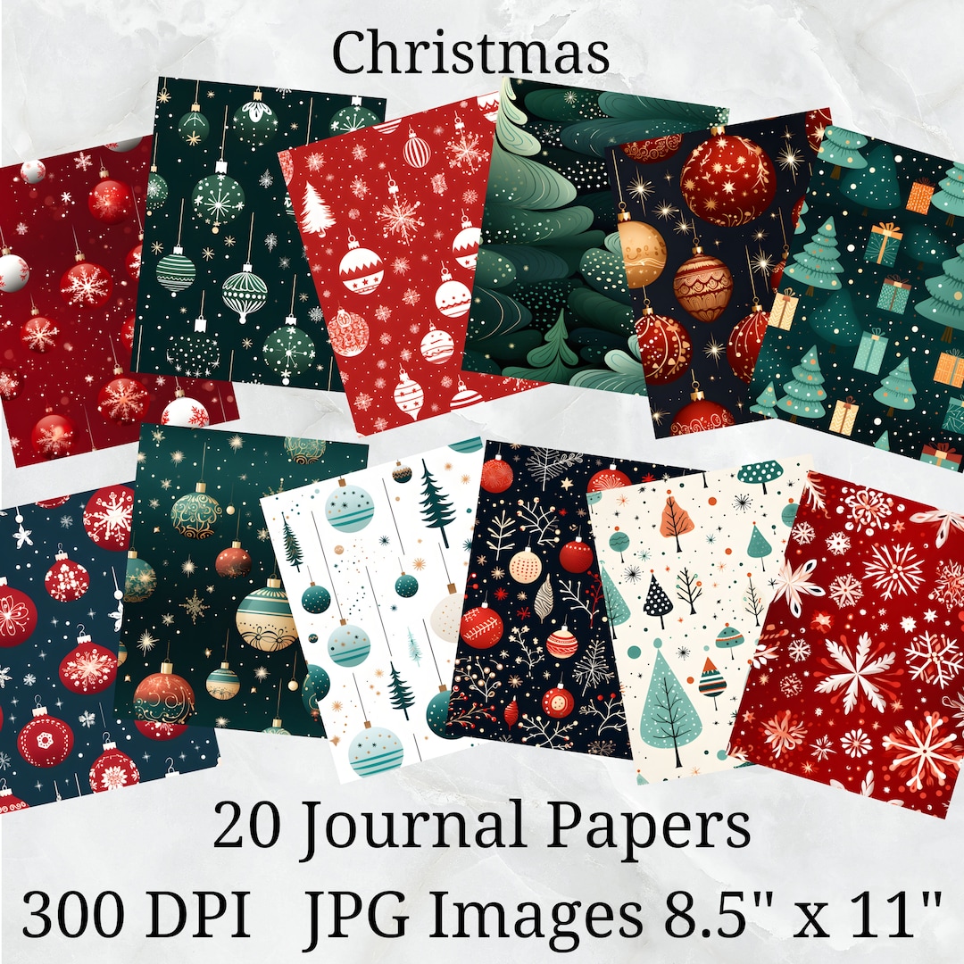 20 Christmas Journal Paper, Digital Paper JPEG, 8.5 X 11, Scrapbook ...