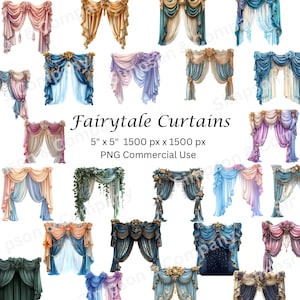 35 PNG Clipart de Cortinas de Conto de Fadas, Gráficos de Cortinas, Download Instantâneo, Uso Comercial