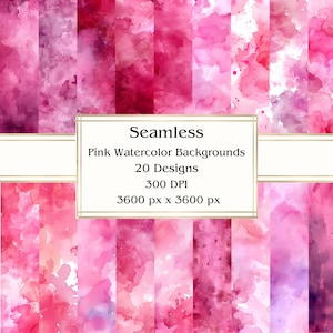 20 rosa Aquarell Hintergründe Nahtloses digitales Papier, JPEG, 12 &quot;x 12&quot;, Scrapbook-Papier, Junk-Journal, Papiersatz, kommerzielle Nutzung