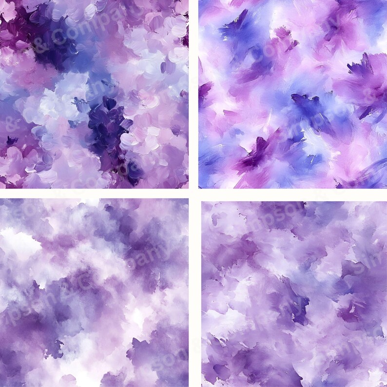 20 Purple Oil Painting Backgrounds Seamless Digital Paper, JPEG, 12 X