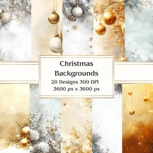 20 arrière-plans de Noël papier numérique, JPEG, 12 x 12 po, papier de scrapbooking, journal indésirable, paquet de papier, usage commercial