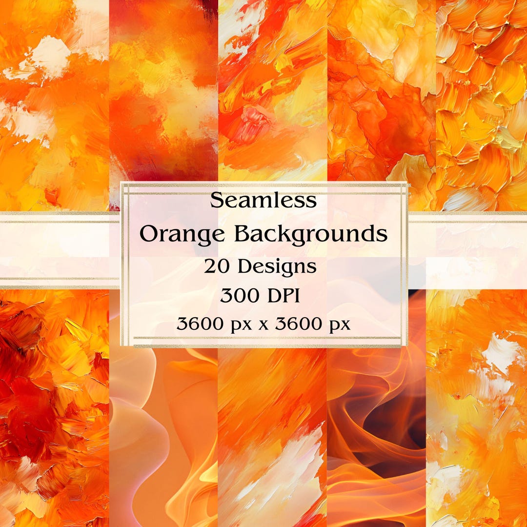 20 Orange Backgrounds Seamless Digital Paper, JPEG, 12" X 12 ...