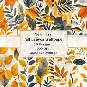 20 Herbst Blätter Wallpaper Wallpaper, JPEG, 30,5 x 30,5 cm Scrapbook Papier, Junk Journal, Papierpackung, kommerzielle Nutzung
