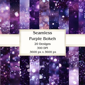 20 lila Bokeh nahtloses digitales Papier, JPEG, 12 "x 12", Scrapbook-Papier, Junk-Journal, Papiersatz, kommerzielle Nutzung