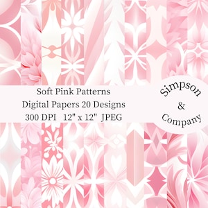 20 Muster Digitales Papier, JPEG, 12 &quot;x 12&quot;, Scrapbook Papier, Junk Journal, Paper Pack, kommerzielle Nutzung