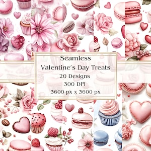 20 Valentinstag Leckereien Nahtloses Digital Papier, JPEG, 12 "x 12", Scrapbook Papier, Junk Journal, Paper Pack, Kommerzielle Nutzung
