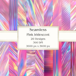 20 Pink Iridescent Seamless Digital Paper, JPEG, 12&quot; x 12&quot;, Scrapbook Paper, Junk Journal, Paper Pack, Commercial Use