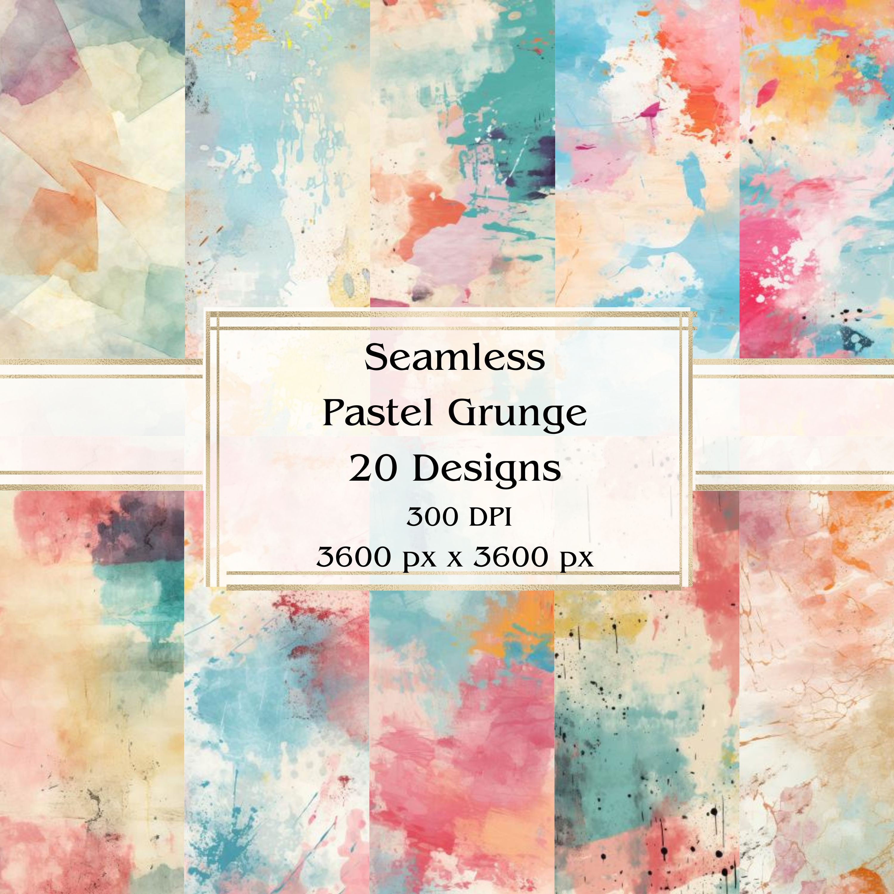 20 Pastel Grunge Seamless Digital Paper, JPEG, 12" x 12", Scrapbook Paper, Junk Journal, Paper Pack, Commercial Use