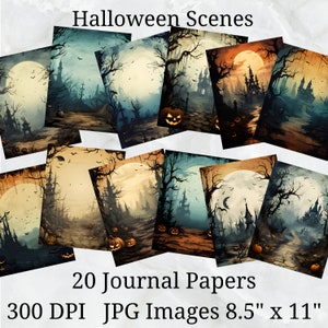 20 Halloween Szenen Journal Papier, Digitales Papier JPEG, 8,5 &quot;x 11&quot;, Scrapbook Papier, Junk Journal, Papier Pack, kommerzielle Nutzung