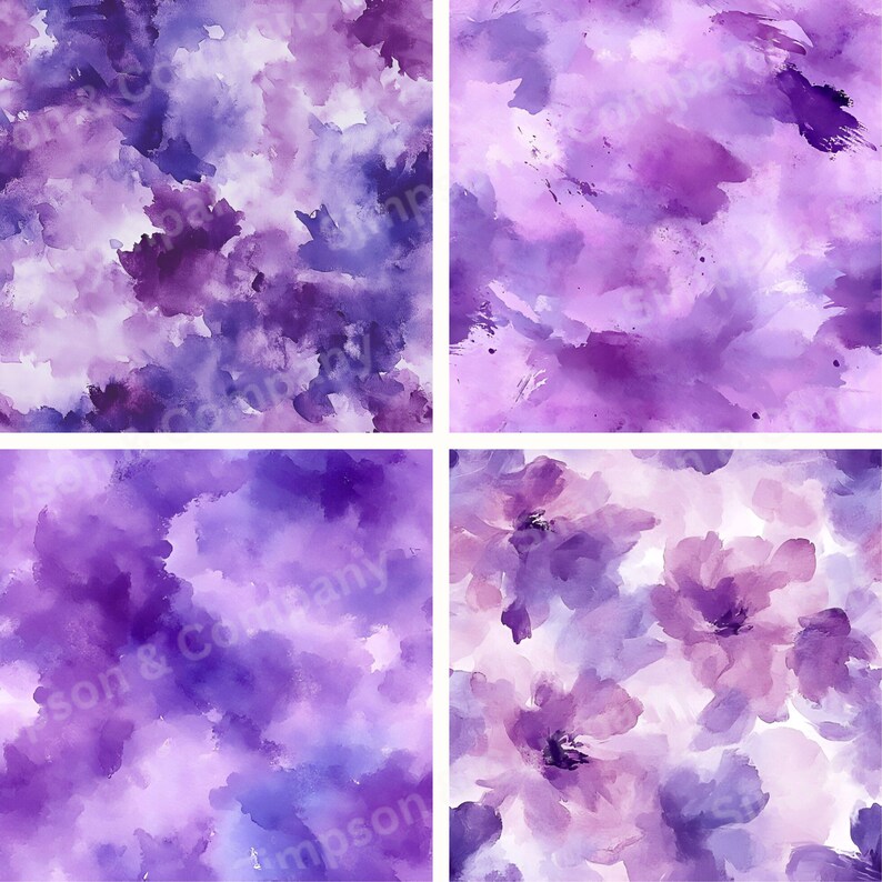 20 Purple Oil Painting Backgrounds Seamless Digital Paper, JPEG, 12 X