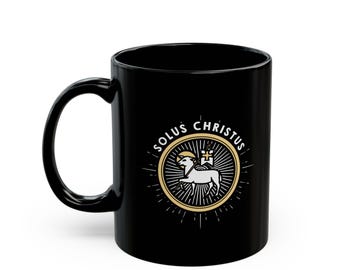 Solus Christus - Solo en Cristo - Reformado - Cristiano - Taza negra de 11 oz