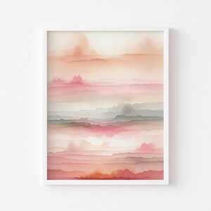 Pink Sky Abstract Layered, Printable Abstract Art, Pink Watercolor Print, Watercolor Wall Art, Sky Print, Pastel Art, Abstract Watercolors