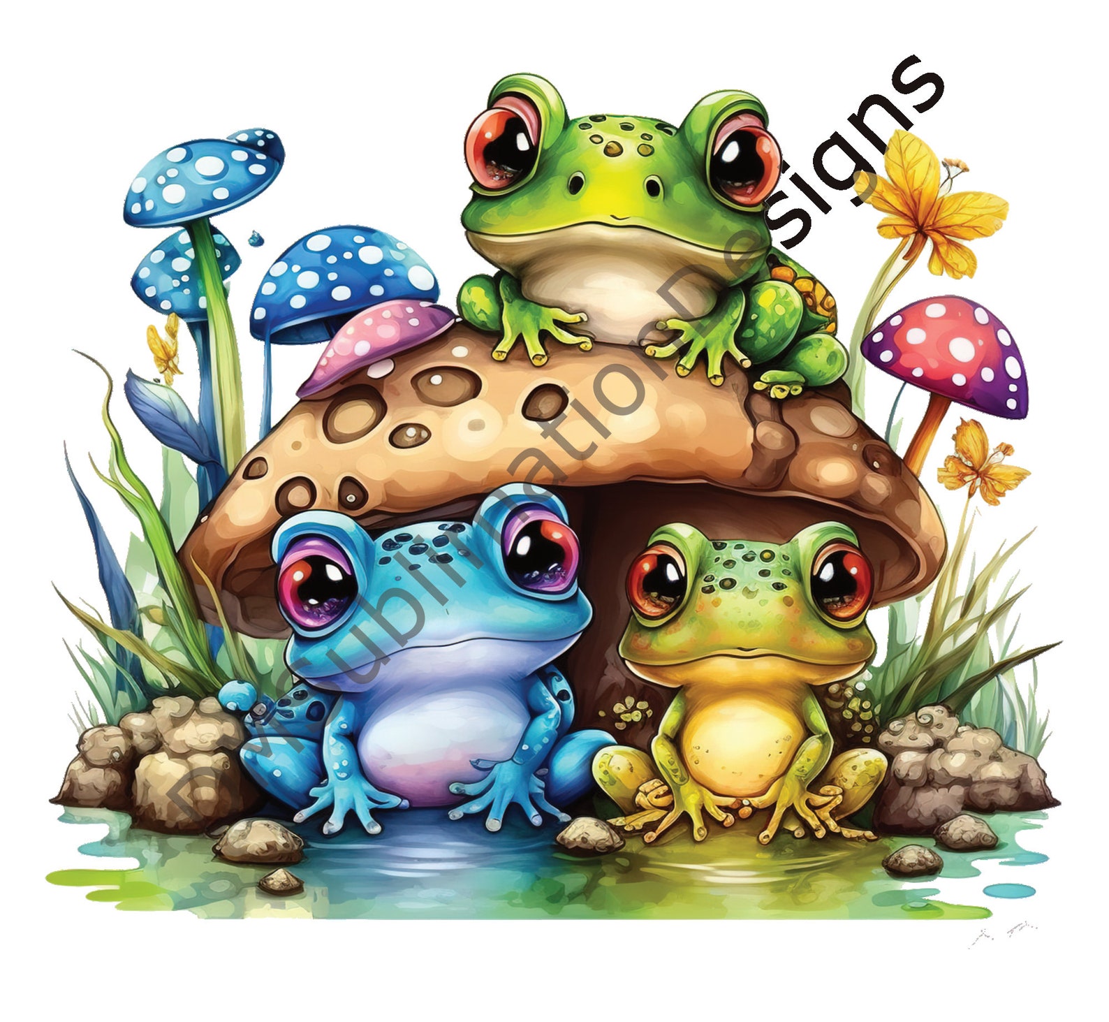 30oz & 20oz Skinny Tumbler Wrap Digital Design of Cute Family of Frogs ...