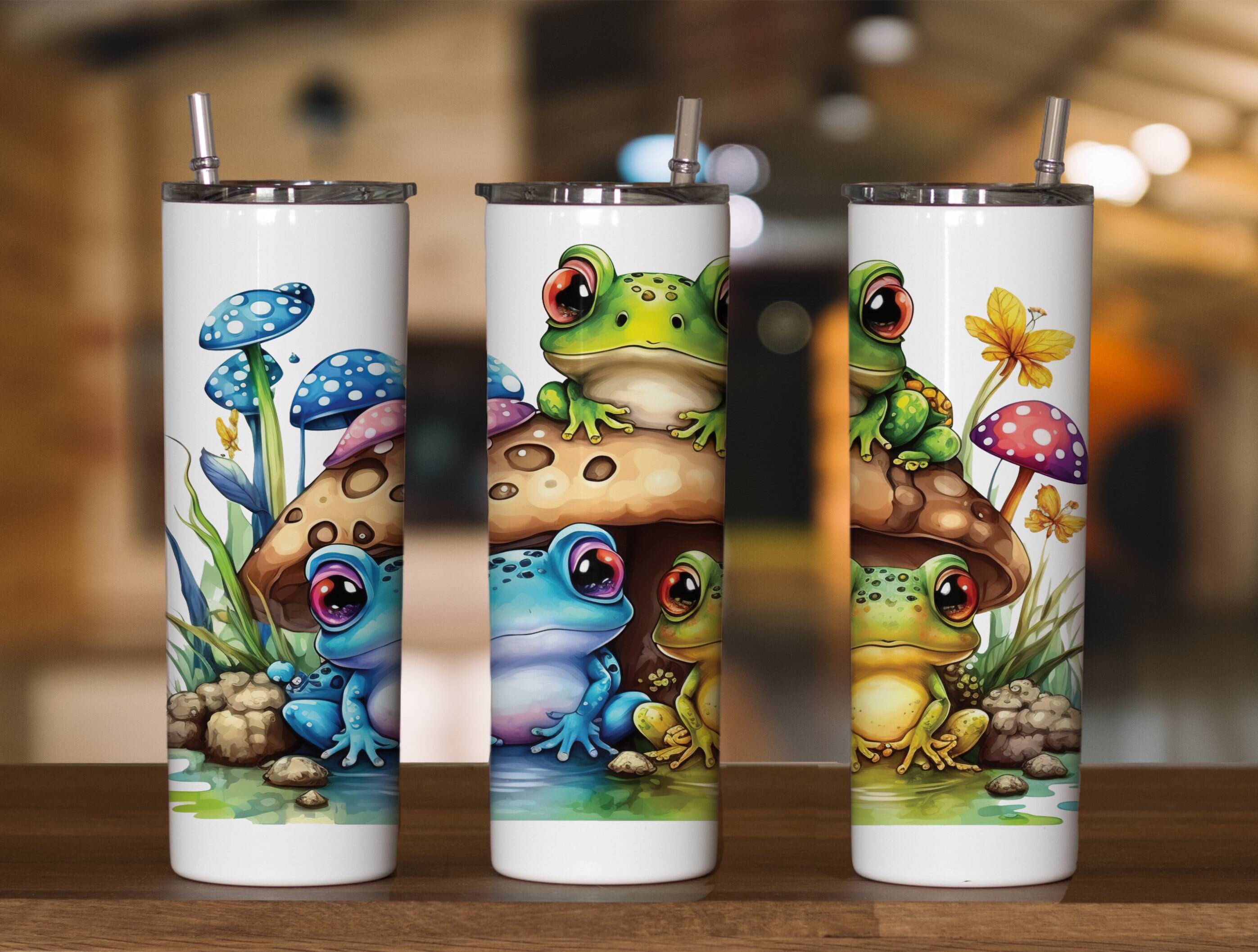 30oz & 20oz Skinny Tumbler Wrap Digital Design of Cute Family of Frogs ...