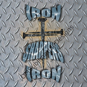 20oz & 30oz Full wrap skinny tumbler digital design beginning of Proverbs 27:17 Iron Sharpens Iron, Diamond plate background, CMYK color