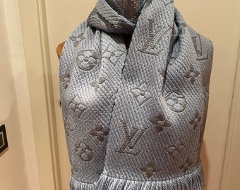 Authentischer Logomania-Schal aus Wolle und Seide von Louis Vuitton – gebraucht