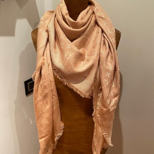 Louis Vuitton Monogram Classic Shawl Ecru Silk