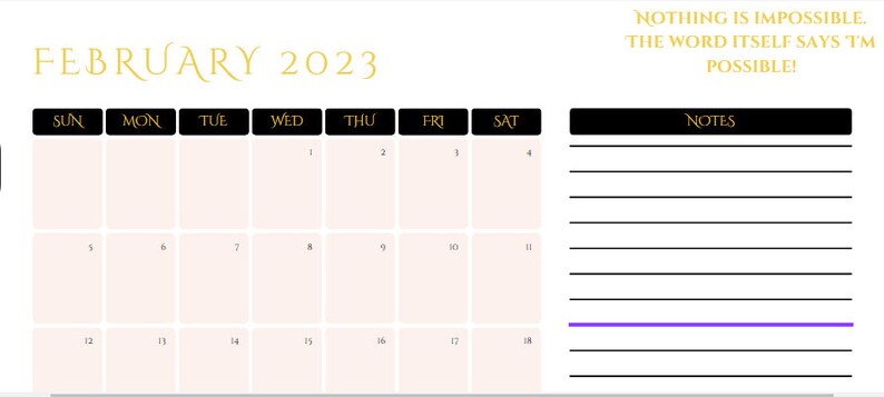 Black And Gold Calender 2023 Printable Calendar 2023 Etsy M xico