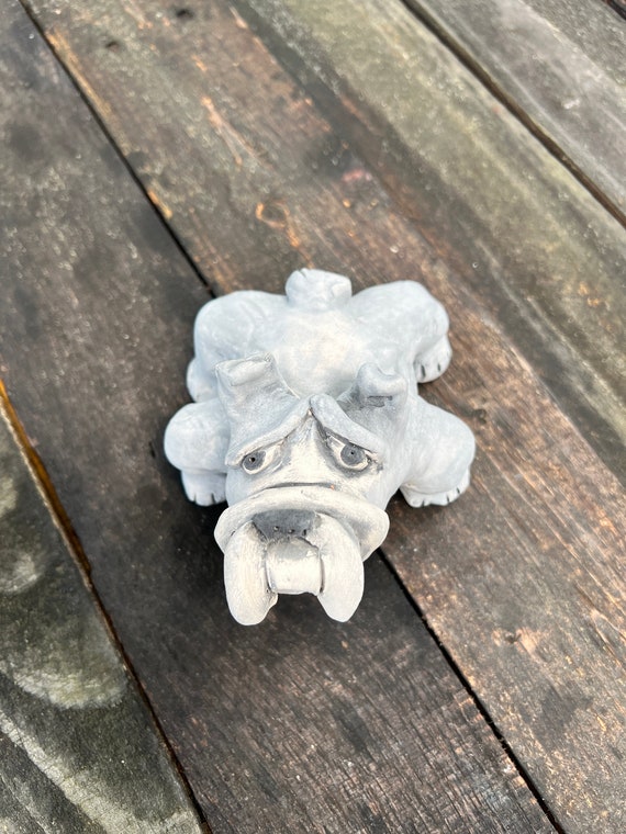 Artisanal, hand made Clay Sculpture bulldog. Great gift for bulldog lovers, owners, and University of Georgia Fans or country cottage décor