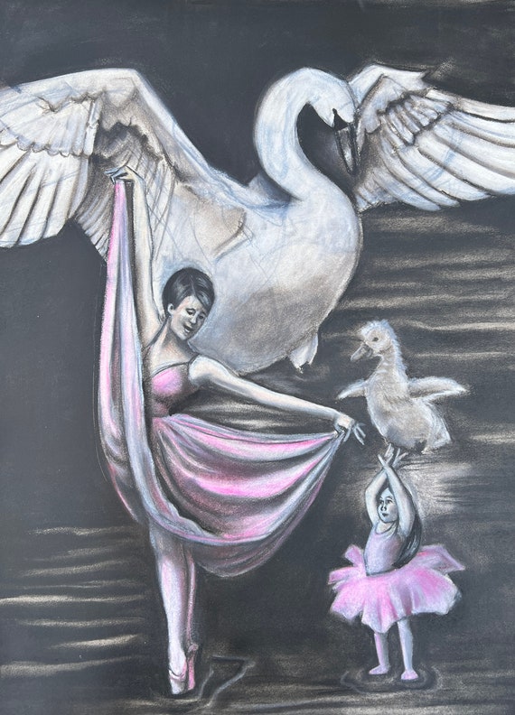 Original drawing.  Heartwarming Mother's Day Print from Daughter, The Gift of Wings: