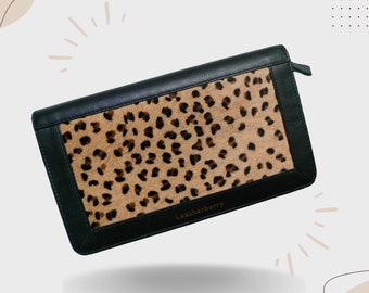 Clutch mit Leopardenmuster | Hairon Leder Clutch/Geldbörse/Portemonnaie für Frauen