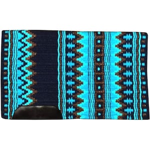 Bright Blue & Black Newzeland wool saddle pad, western show pad for horse riding