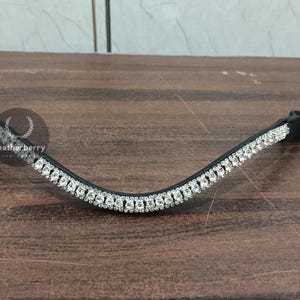 Sparkling & Shining Silver color Three Rows Crystal Leather Horse Curve Browband For Horse Bridle in 4 Sizes Freeship By Leatherberry