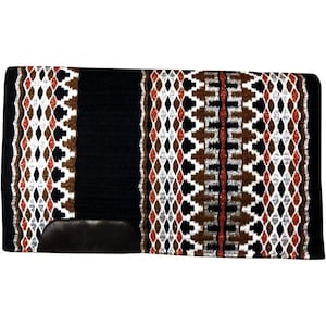 Red, White & Black Newzeland wool saddle pad for horse riding.