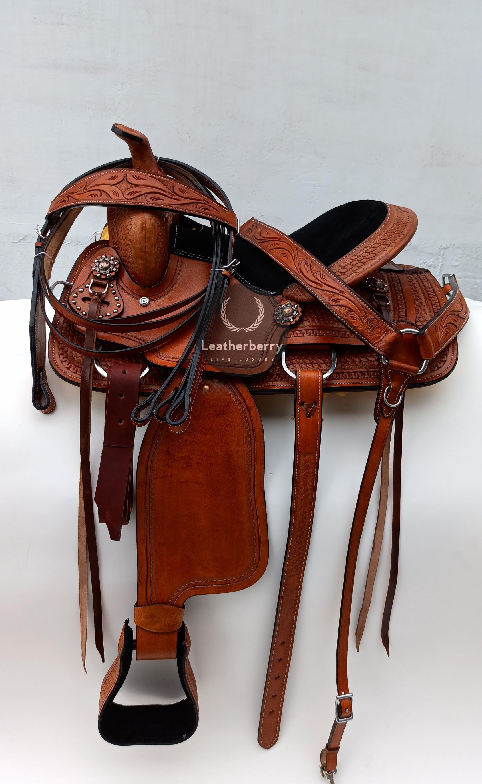 Sac De Selle Western En Cuir Véritable - Peau De Vache, Style Traditionnel, NEUF