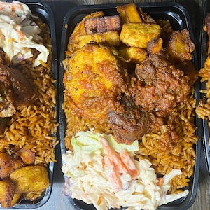 Nigerian party jollof rice with parboiled rice