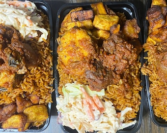 Nigerian party jollof rice with parboiled rice