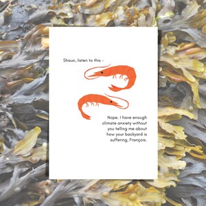 Crevettes Funny Unique Printable Digital Greeting Card, Standard Size 5x7''