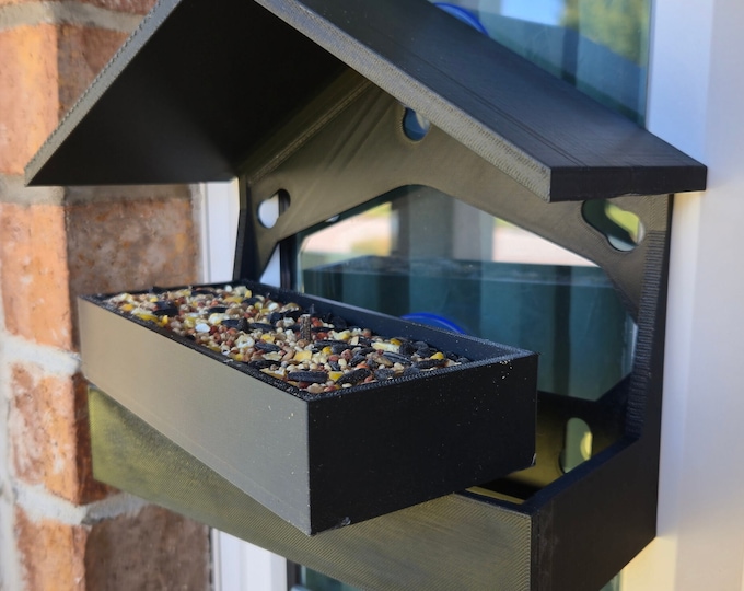 Window Bird Feeder with Removal Tray - 3D Printed