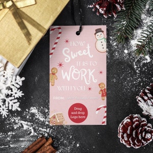 Editable Christmas Cookie Tag, Bakery Christmas Tag, How sweet it is to work Tag, Merry Christmas Favor Tag, Christmas Sweets and Treats Tag