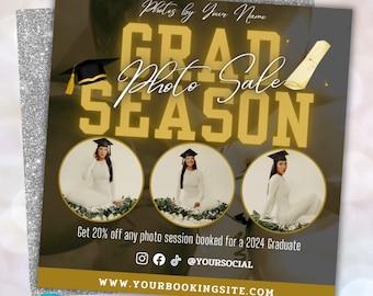 Graduation Photographer Booking Flyer, Graduation Photoshoot, Canva Flyer template, Social Media Post, Photography Booking Sale
