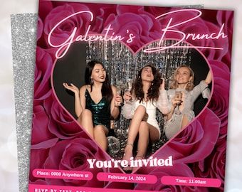 Galentine's Girls Night Invitation Template, Valentines party invite, Editable Digital Girls Night invite, instant download, Text Invite