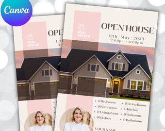 Real Estate Open House Flyer Template, DIY Real Estate Agent Digital Flyer, Just Listed Flyer, Editable Canva Template, Printable flyer