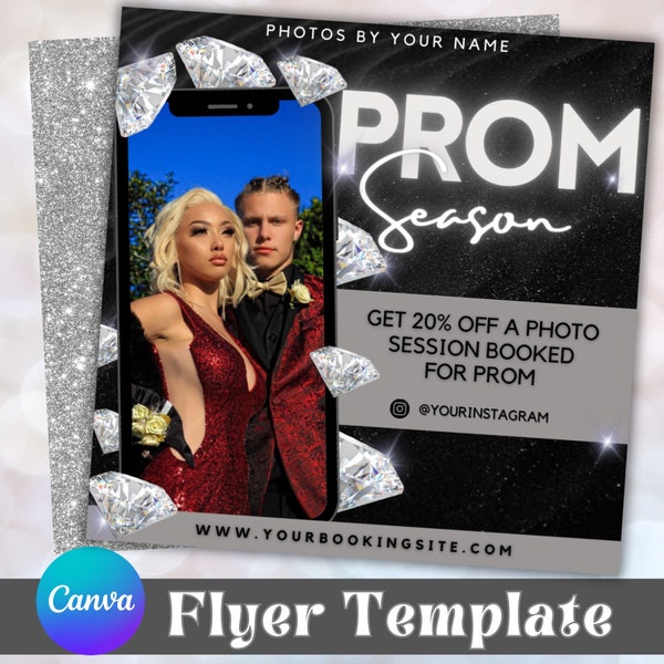 Prom Photographer Booking Flyer, Prom Send Off Photoshoot, Canva Flyer template, Social Media Post, Photography Booking Sale, Book Now Flyer