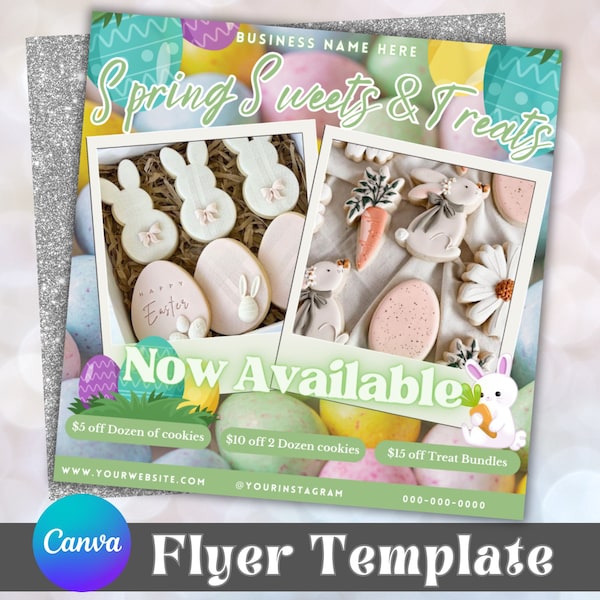 March Sweets and Treats Flyer Template, Spring Baking Dessert Flyer, Easter Cupcake Flyer, Treat Sale Flyer, IG Post, Spring Cake Flyer