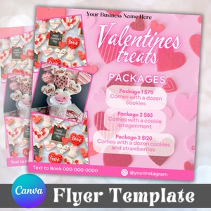Valentinstag Süßigkeiten und Leckereien Flyer Vorlage, DIY Back Dessert Flyer, Valentine Cupcake Flyer, Leckerei Sale Flyer, Instagram Post, Kuchen Flyer
