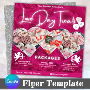 Valentinstag Süßigkeiten und Leckereien Flyer Vorlage, DIY Backen Dessert Flyer, Valentine Cupcake Flyer, Leckerei Verkauf Flyer, Instagram Post, Kuchen Flyer