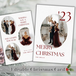 Christmas Photo Card Template, Holiday Card, Printable Family Christmas Card, Personalized Holiday Card with Photo, Editable Holiday card