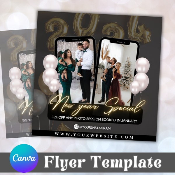 New Year Photo Session Flyer Template, Photoshoot Flyer Template, Mini Photo Session, Photographer Flyer, Family Photoshoot sale Flyer