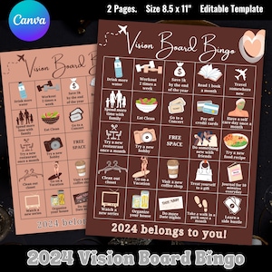 Modèle de bingo Vision Board 2024, jeu de bingo objectifs personnels, cette fille Vision Board imprimable, activité Vision Board, soirée Vision Board